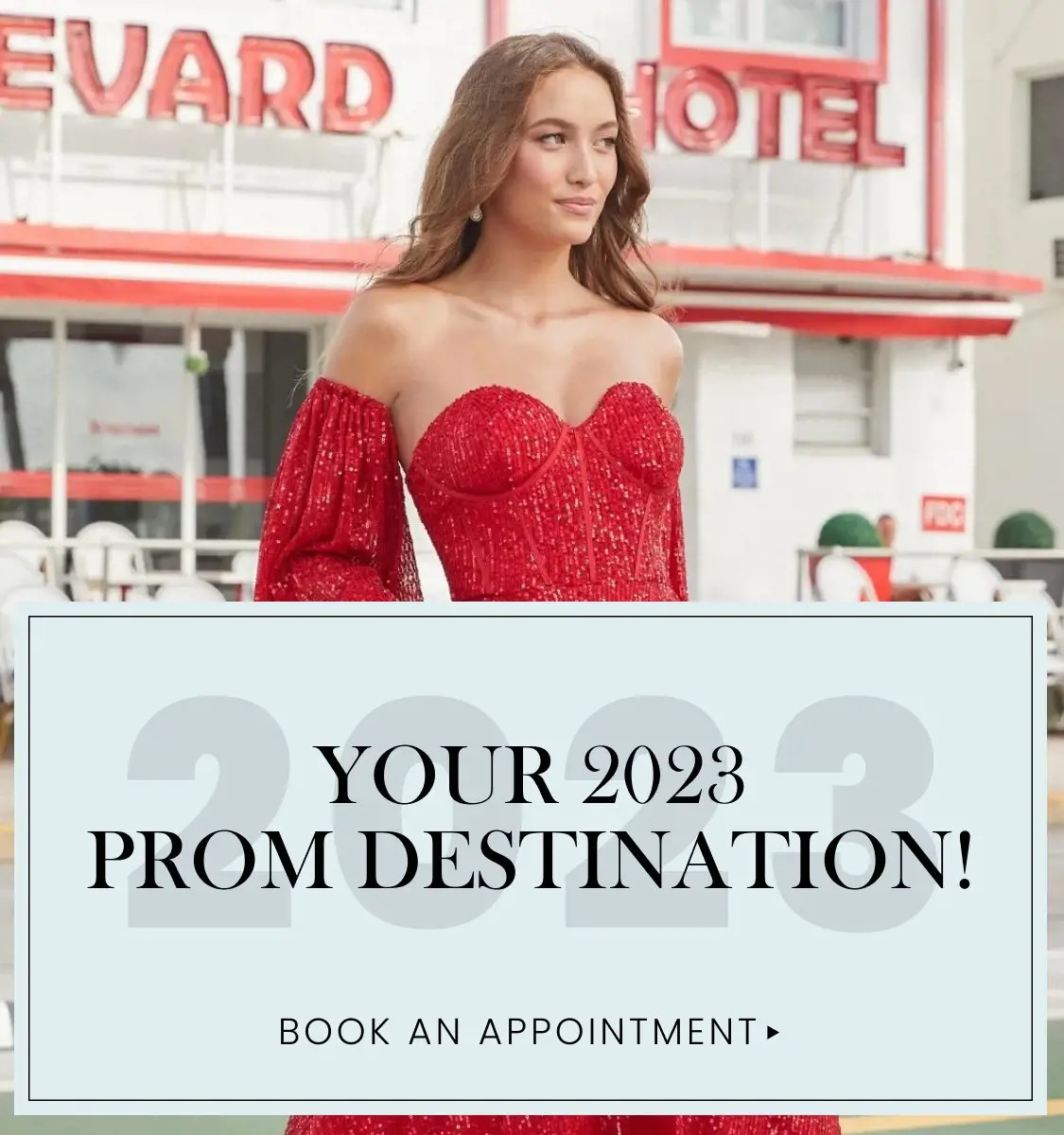 Model wearing red Amarra 2023 Prom Dress